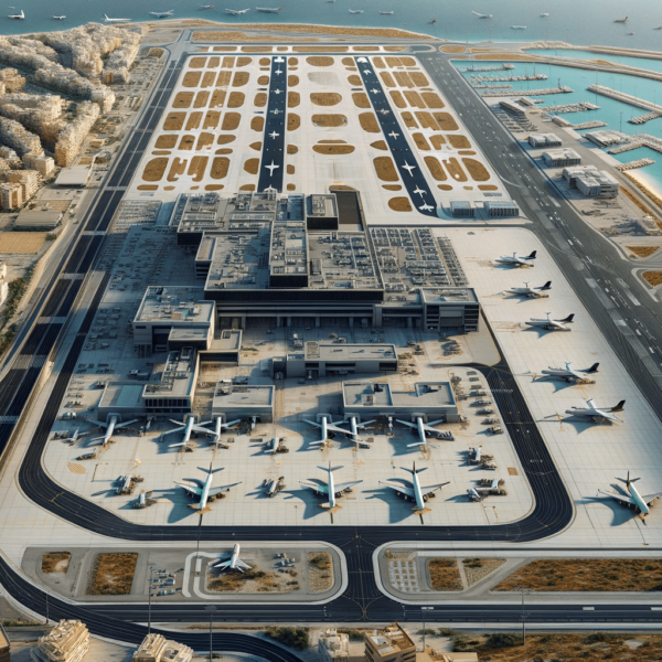 Bari Palese Airport in Italy, capturing its detailed layout