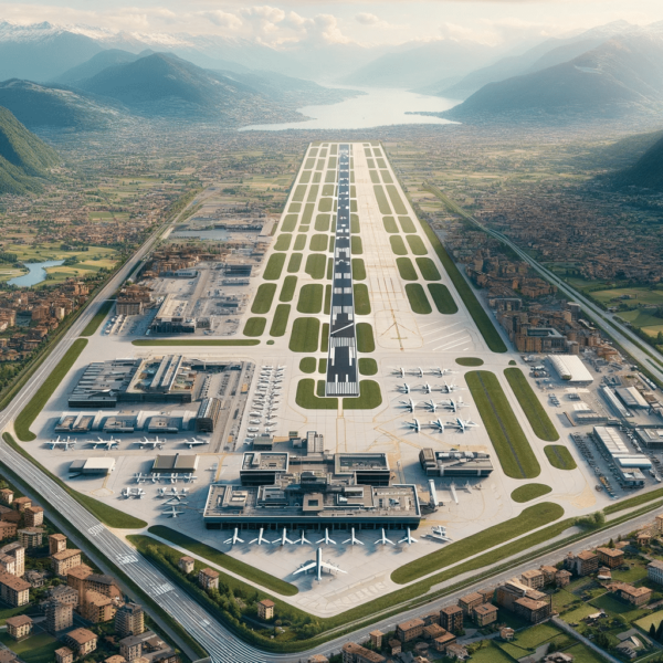 aerial view of Belluno Airport in Italy